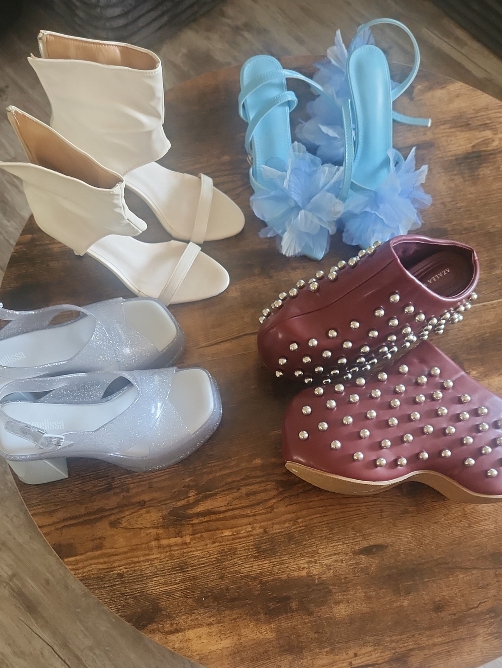 Studded Burgundy Leather Slip-On Clog